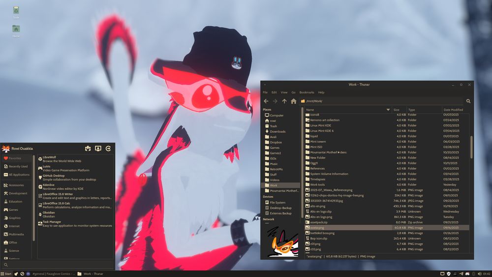 Screenshot of xfce using the Gruvbox desktop theme and icon pack.