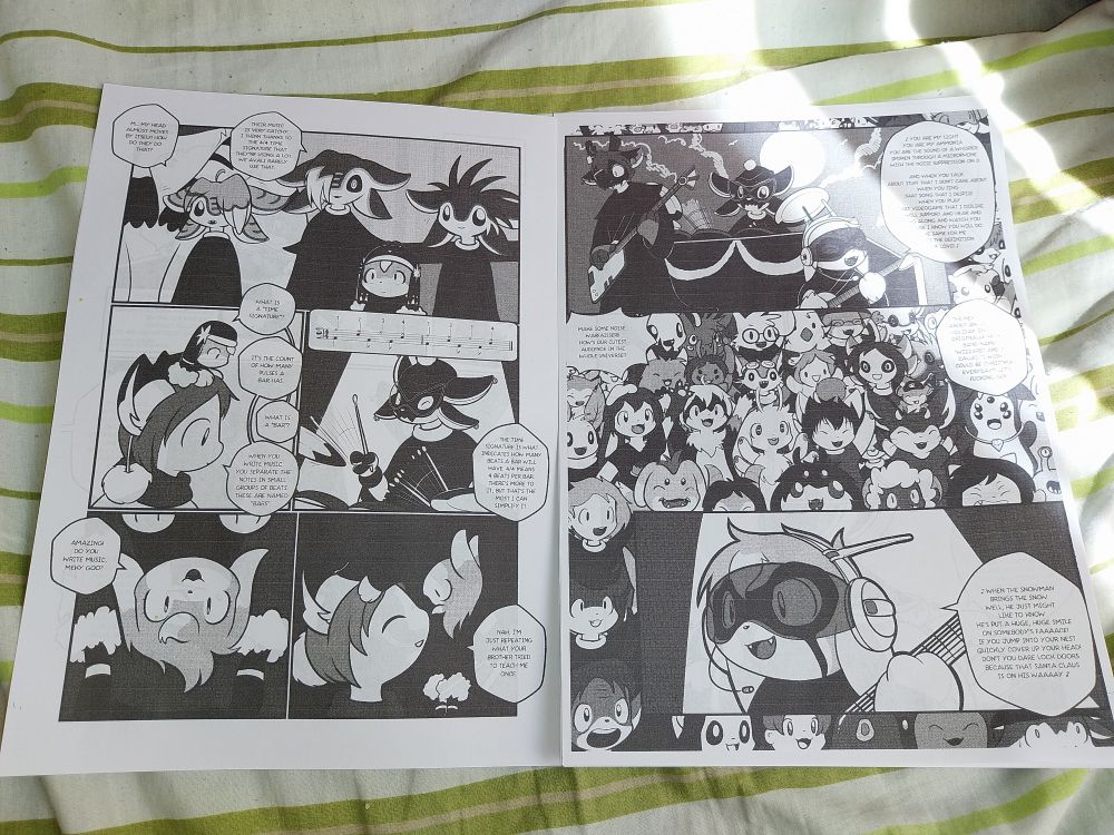Photo of pages 2 and 3 of Chapter 7 of Moumantai Motherfuckers, printed in normal A4 paper.