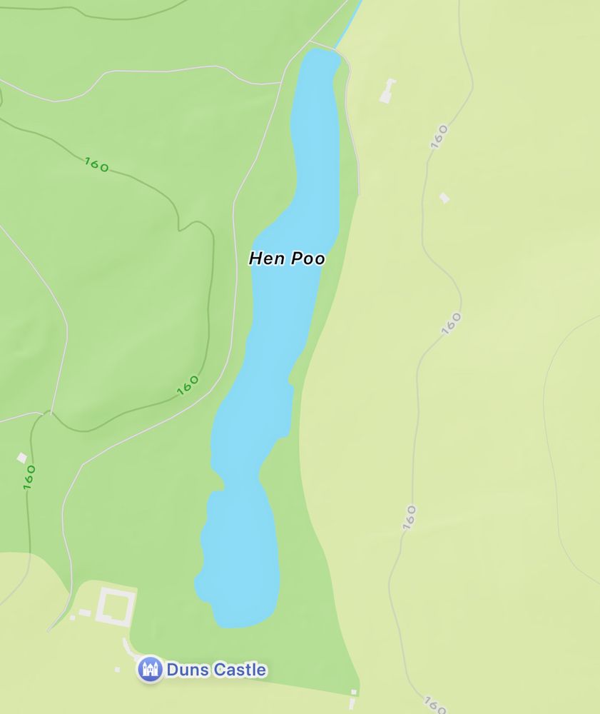 Screenshot of a mapp showing the lake called Hen Poo (Scottish Borders).