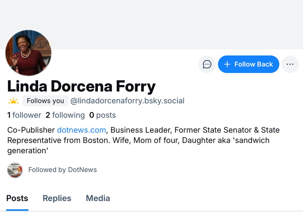 Screenshot of Linda Dorcena Forry's profile