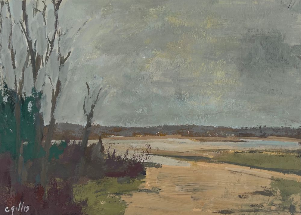 Sandy, spring marsh view painting 