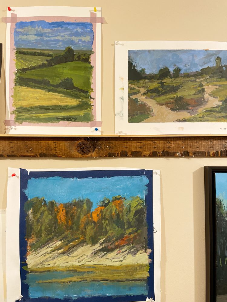 In progress paintings