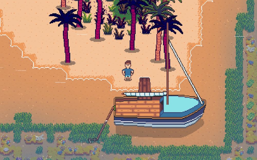 Screenshot of Dauphin with the player on the beach