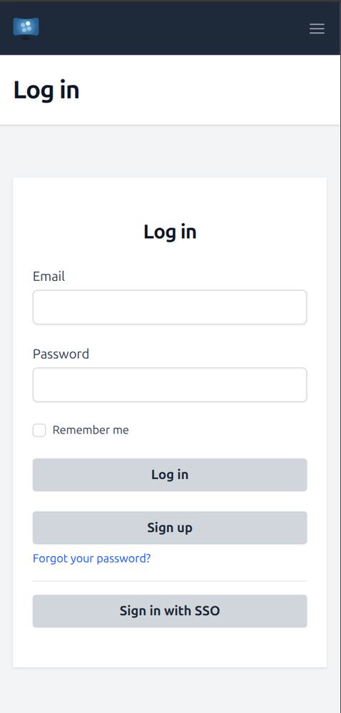 Generic login page including email, password boxes and buttons to login, sign up, and sign in with SSO.