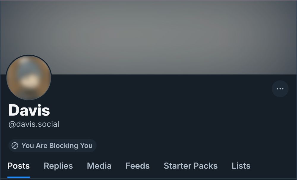 screenshot of my profile showing I am blocked by myself