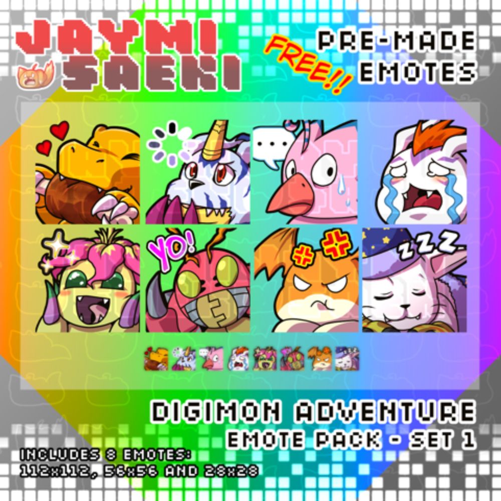 [FREE] Digimon Adventure Emote Pack - Set 1 - JaymiSaeki's Ko-fi Shop