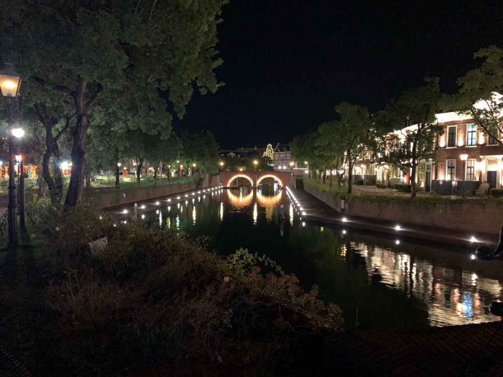 huis ten bosch at night, with their meganebashi (glasses bridge) lit up beautifully