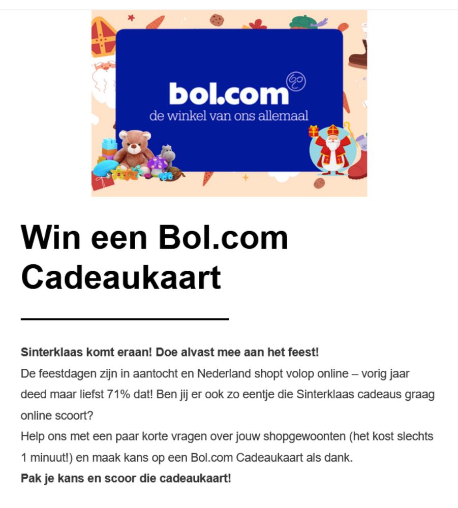 Win een cadeaukaart, sinterklaas komt eraan! Doe alvast mee aan het feest!