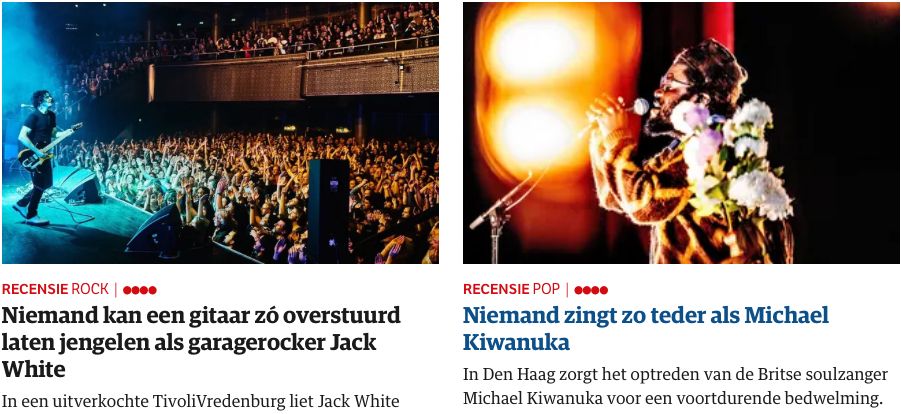Twee recensies van concerten die beiden beginnen met "niemand".