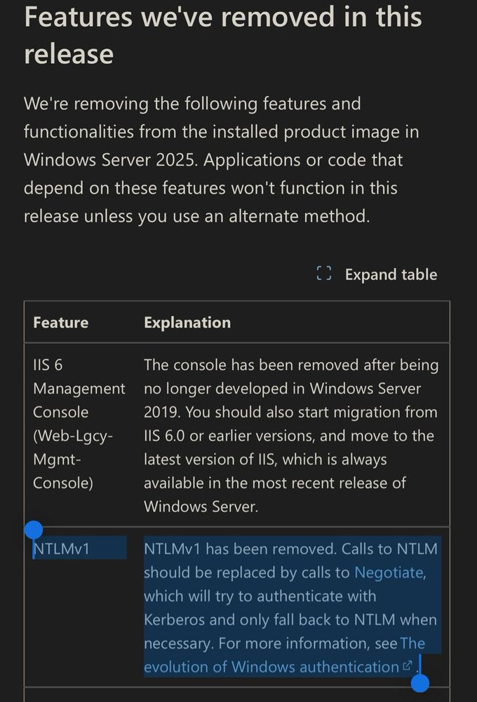 NTLM v1 is removed from the latest version of Windows