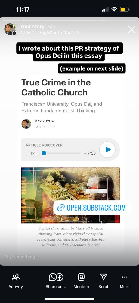 A screen shot of my substack essay True Crime in the Catholic Church 