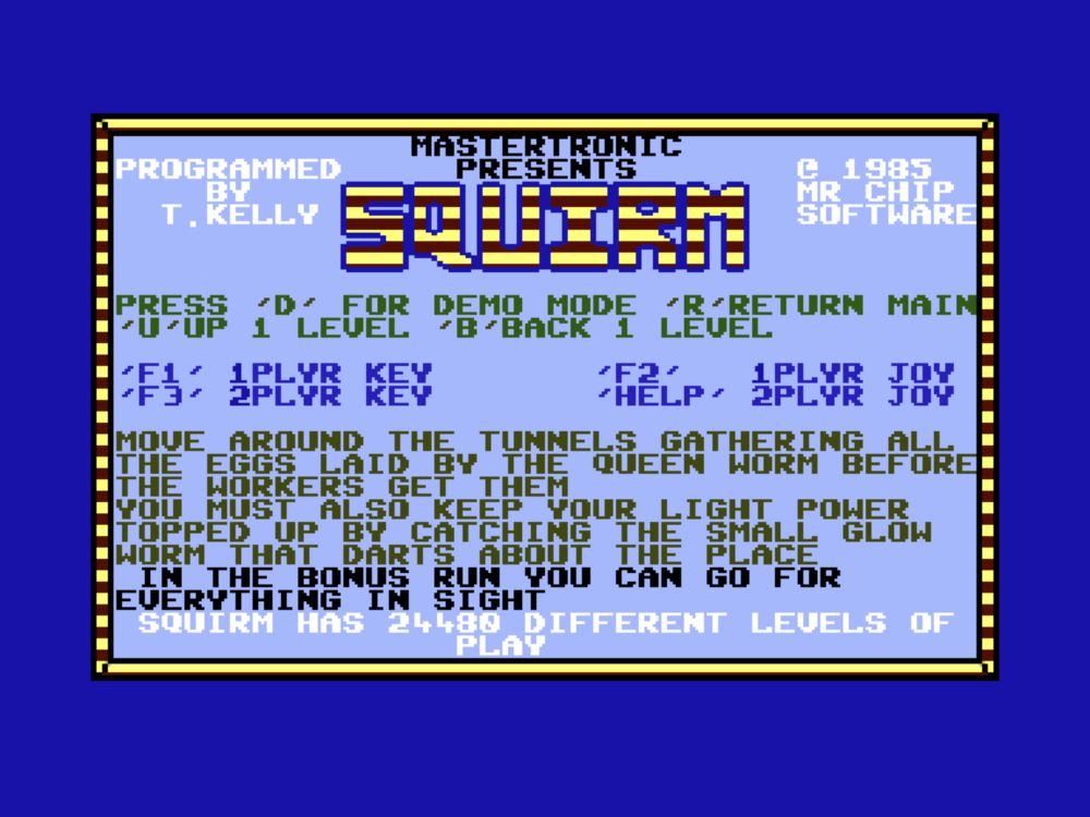 Game Review: Squirm (Commodore 16 and Plus/4, Mastertronic) - Mastertronic Collectors Archive