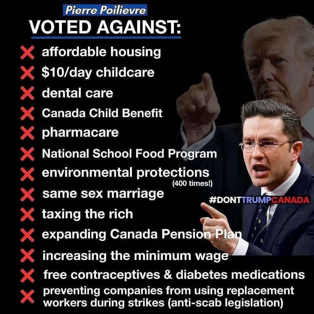 List of all the legislation that Pierre Poilievre voted against in his 2 decades of being an MP. 