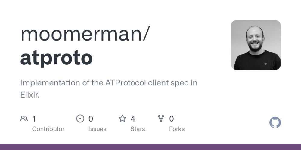 GitHub - moomerman/atproto: Implementation of the ATProtocol client spec in Elixir.