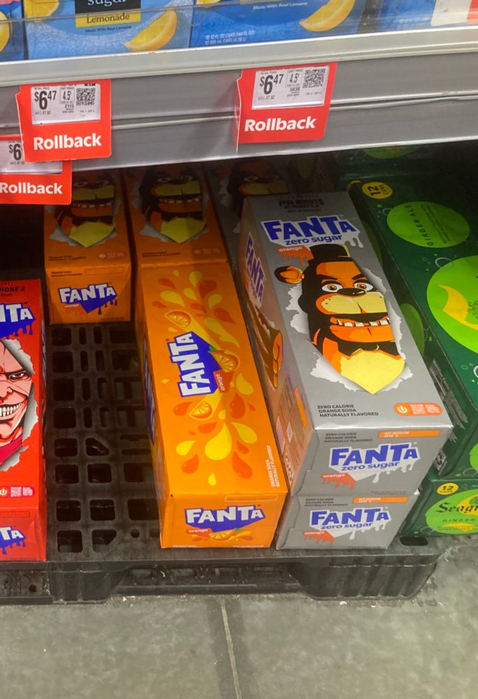 Fanta 12 pack featuring Freddie Fazbear from the Five Nights At Freddie’s series, aka FNAF