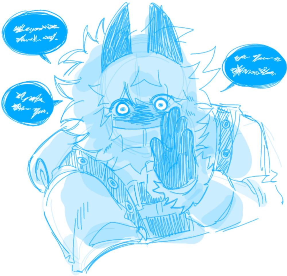 Shilo whispering unintelligible, dark words to the viewer.