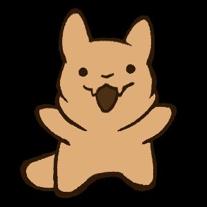 A chibi version of Gourmand from Rain World bouncing back and forth in joy.