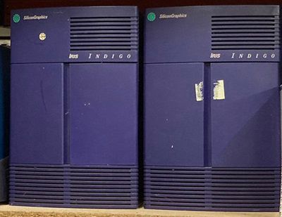Silicon Graphics Indigo workstations at Jim Austin's 'Computer Sheds' collection.