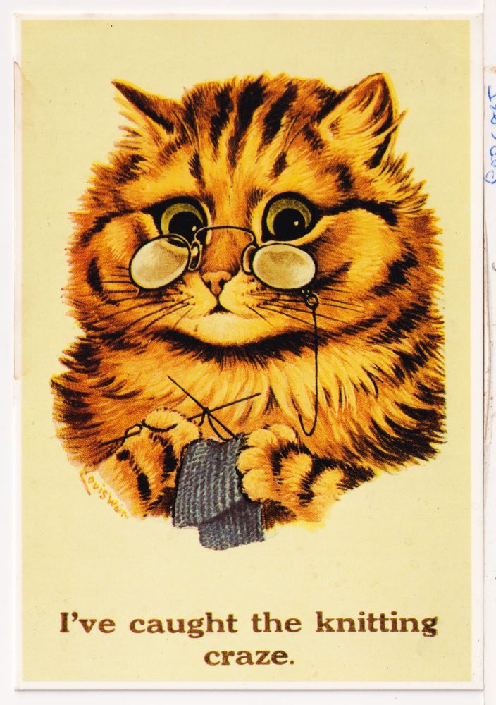 Cat Art of the day - Louis Wain - I've caught the knitting craze