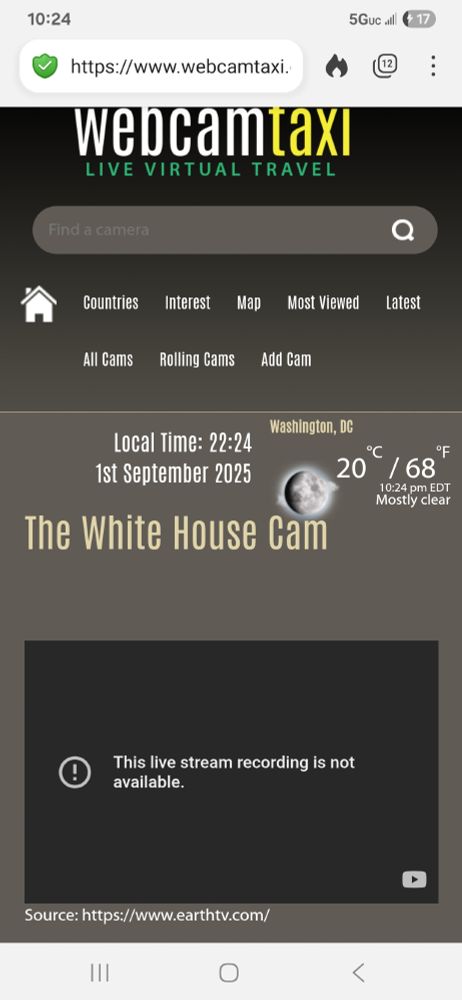 We Sue screenshot showing White House Webcam blackout