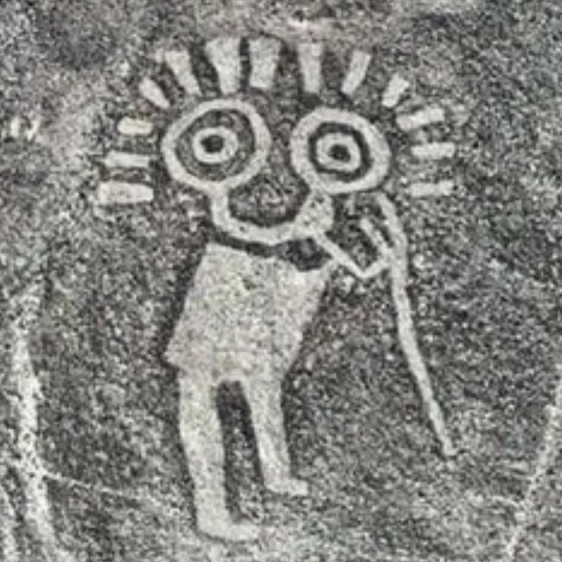 An enhanced aerial photo of a Palpa Geoglyph.