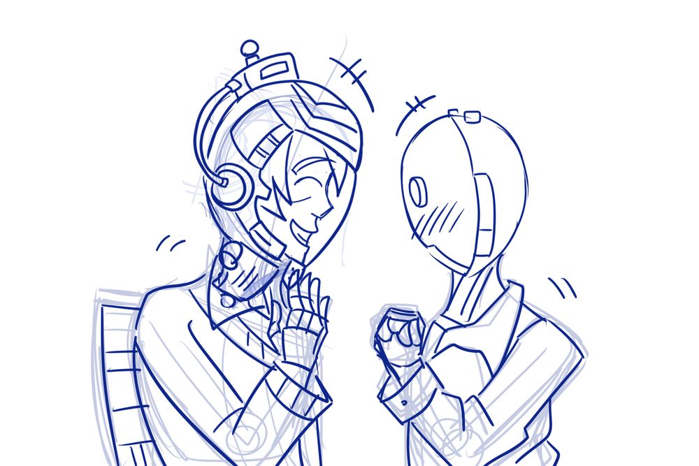 they both have a laugh about it. vosim is drawn with anime blush lines