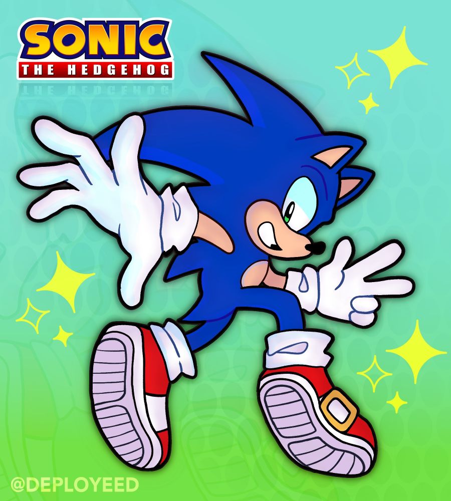 It’s a drawing of Sonic the Hedgehog on his iconic pose