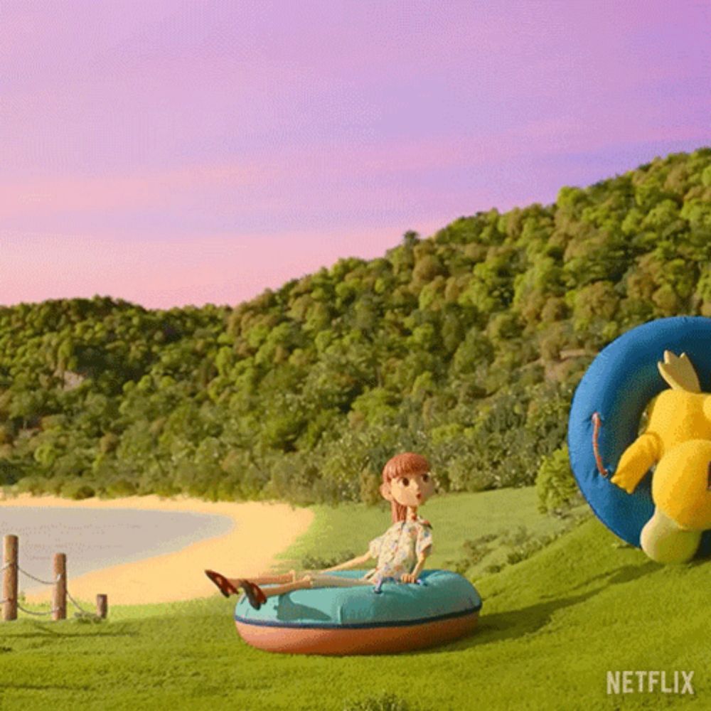 a netflix ad shows a girl laying on a raft