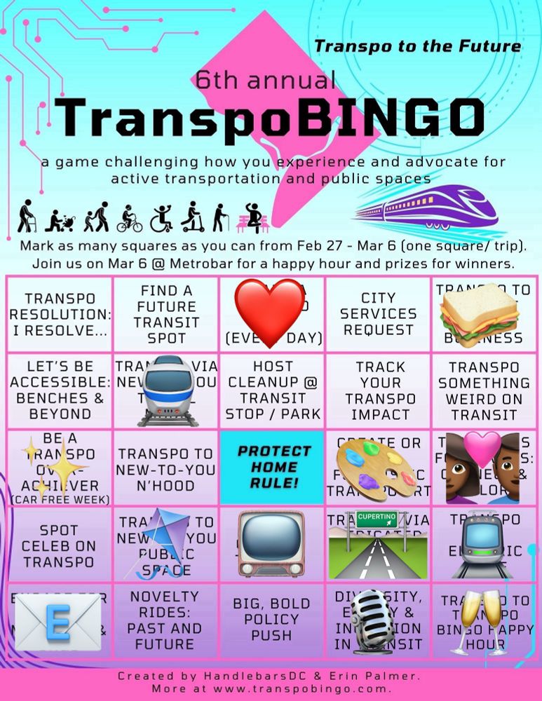 My completed ‘TranspoBINGO’ card.
