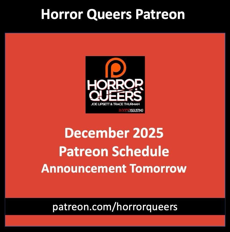 A rust colored box with the words December 2025 Patreon Schedule Announcement Tomorrow