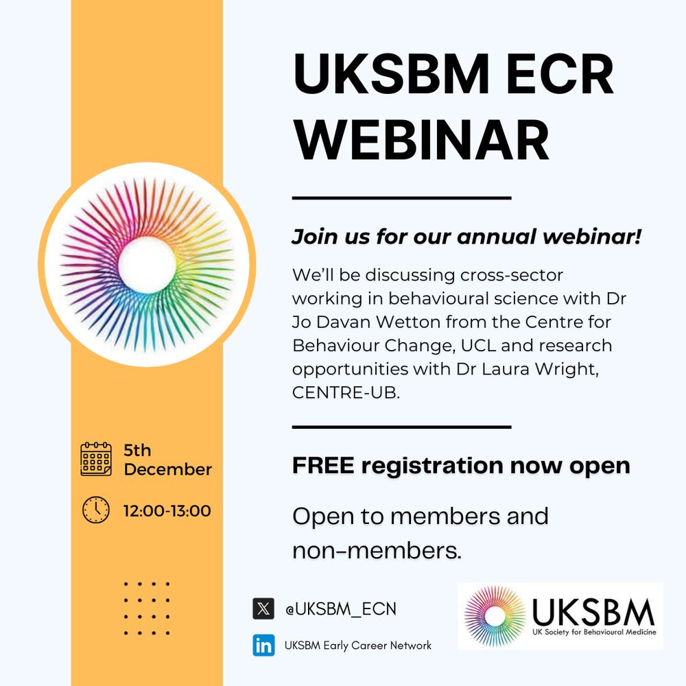 a picture advertising a webinar on 5th December hosted by the UK Society of Behavioural Medicine's Early Career Network. 