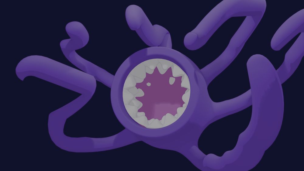 It's a weird, tentacly and purply monster with three rows of big teeth.