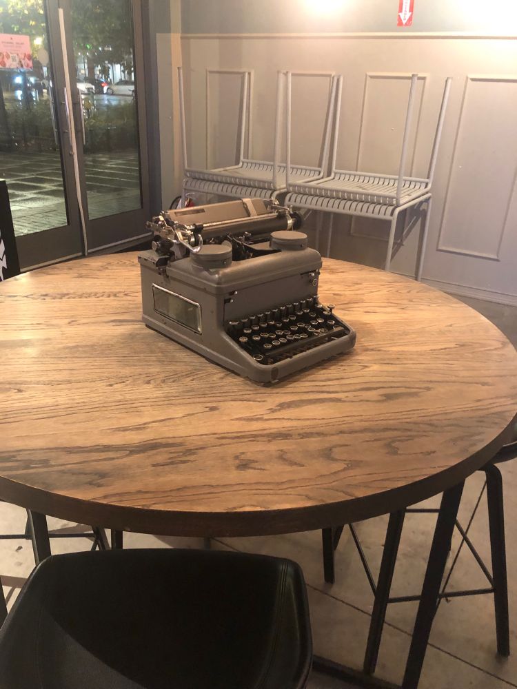 Typewriter on table 