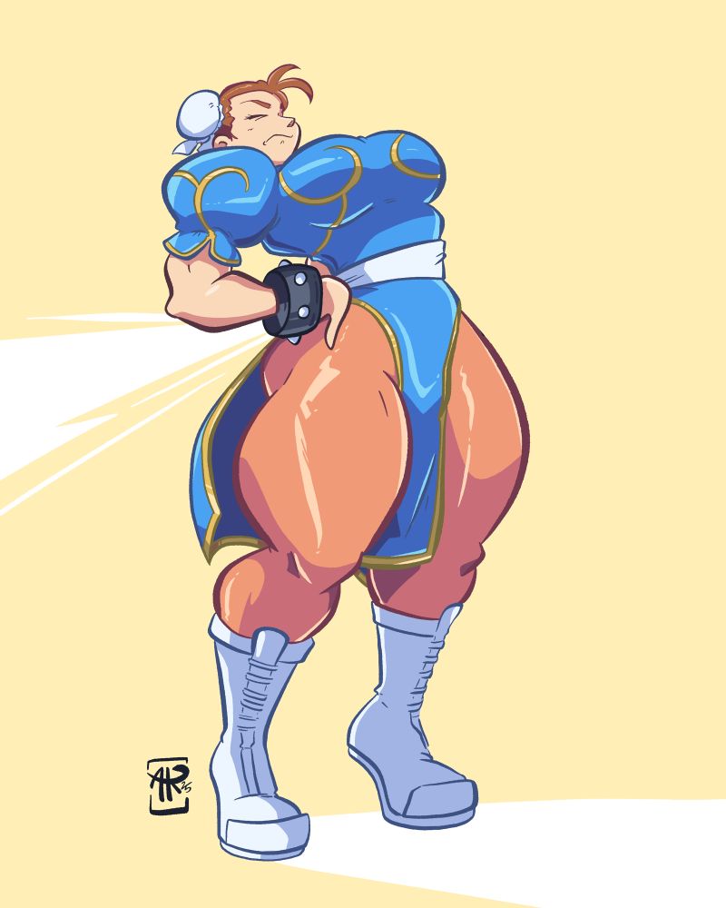 Redraw of the most relatable Chun-Li sprite: when she stretches her back in Street Fighter III: 3rd Strike