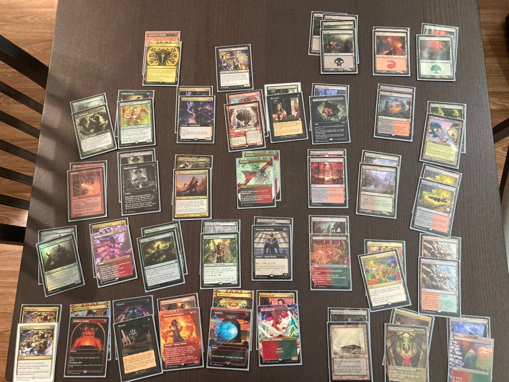 A spread-out Magic: the Gathering deck. The decklist is in a post earlier in this thread.