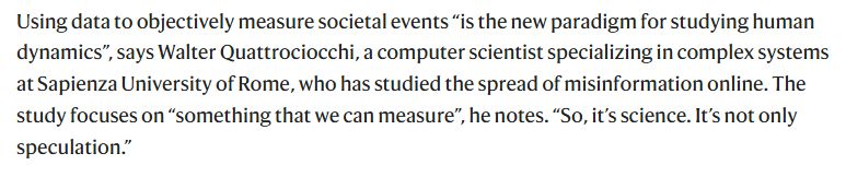 Text from a nature article that says: 