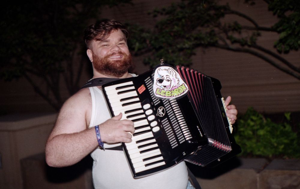 LeBaron, playing accordion