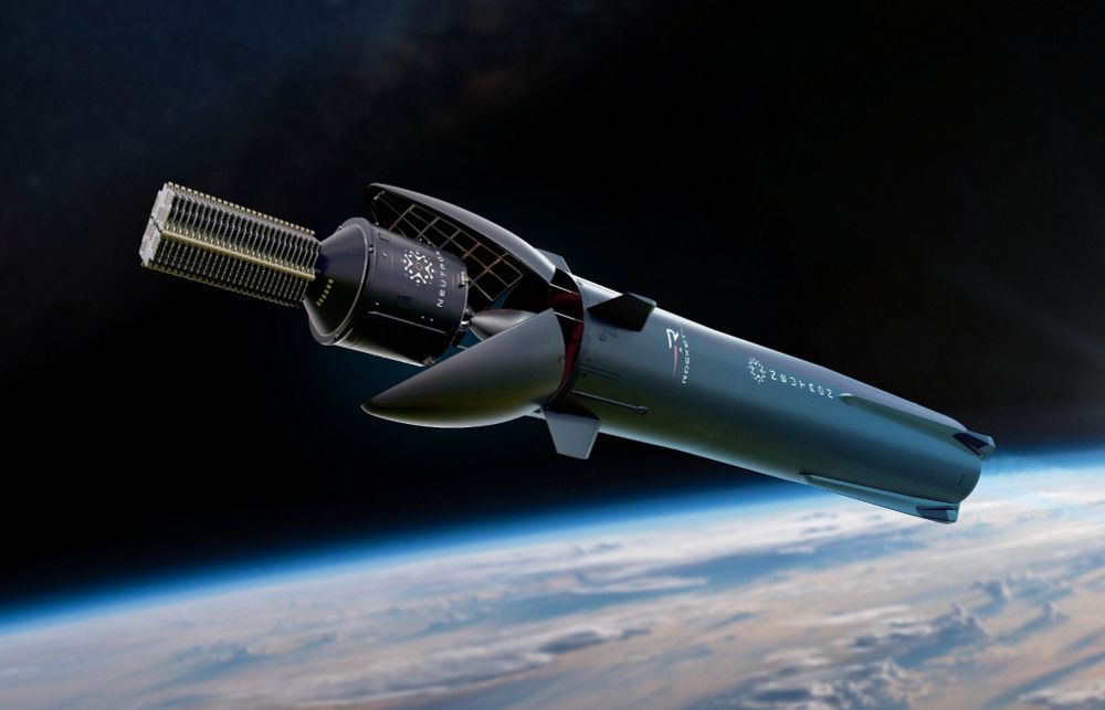 Rocket Lab's Neutron launch vehicle deploying its second-stage.