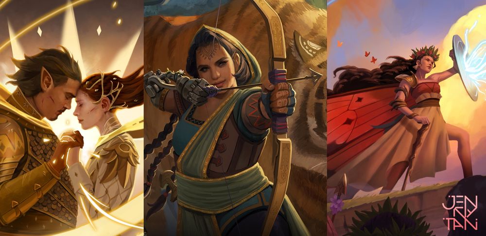 3 of my daggerheart artworks: invigoration, ranger and lead by example