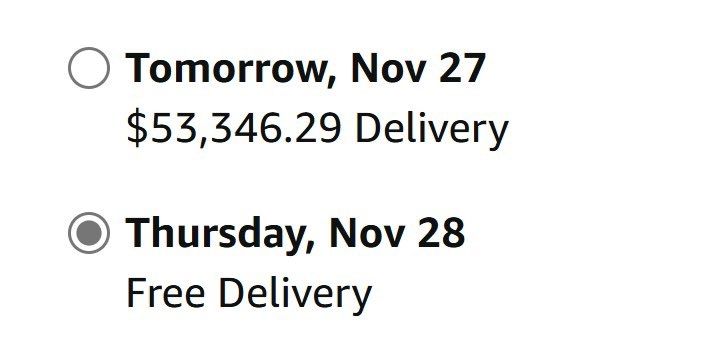 There are two delivery dates.
The option for tomorrow is $53,346.29
while the option for Thursday is free