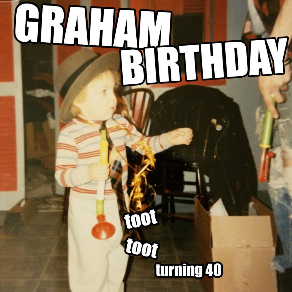 A tiny birthday Phantom tooting a tooter