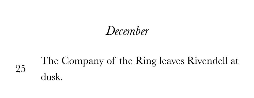 December 25 - the Company departs from Rivendell 