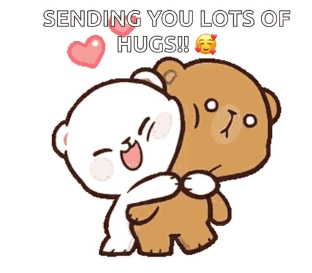 a couple of bears hugging each other with the words sending you lots of hugs