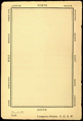 A completely blank map, but with North, East, South, West marked. 