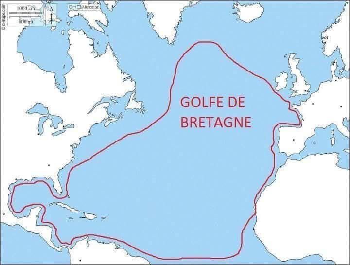 Carte de l’Océan Atlantique avec, de manière très pertinente, une représentation d’un potentiel Golfe de Bretagne !