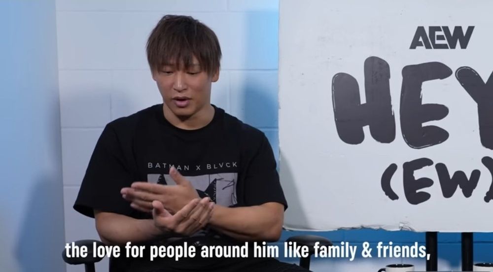 screenshot from the new hey!ew ep of ibushi answering rj city’s question about what he’s learned about love:

the love for people around him like family & friends,
