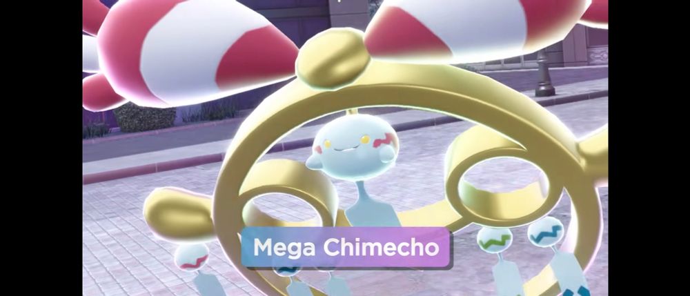 Screenshot of mega Chimecho from the Mega Dimension DLC trailer