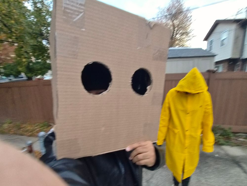 Lover and I dressed as Mono and Six from Little Nightmares