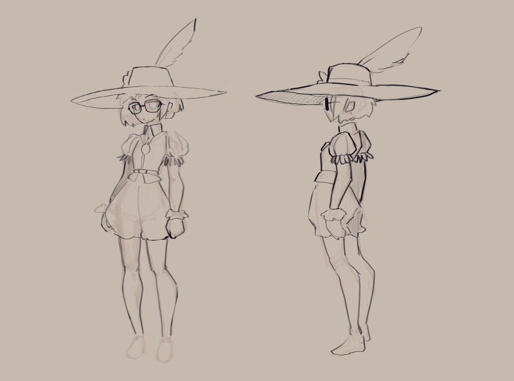 sketches of Ninamori from FLCL, in her school play costume from episode 3, "marquis de caraba"