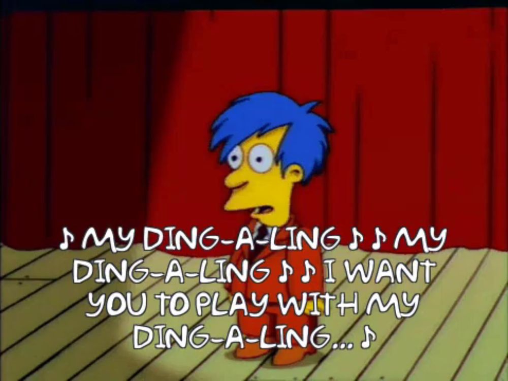 a cartoon character with blue hair is singing a song